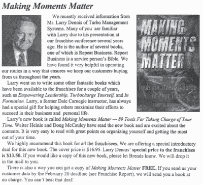 As seen in 'In The System', the Aire-Master of America, Inc. newsletter, February 2000 edition.